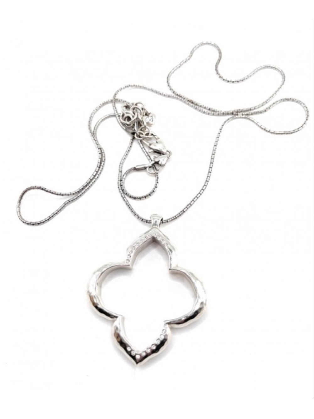 NWT Brighton Silver Clover Pendant Necklace 22in long (42in total)